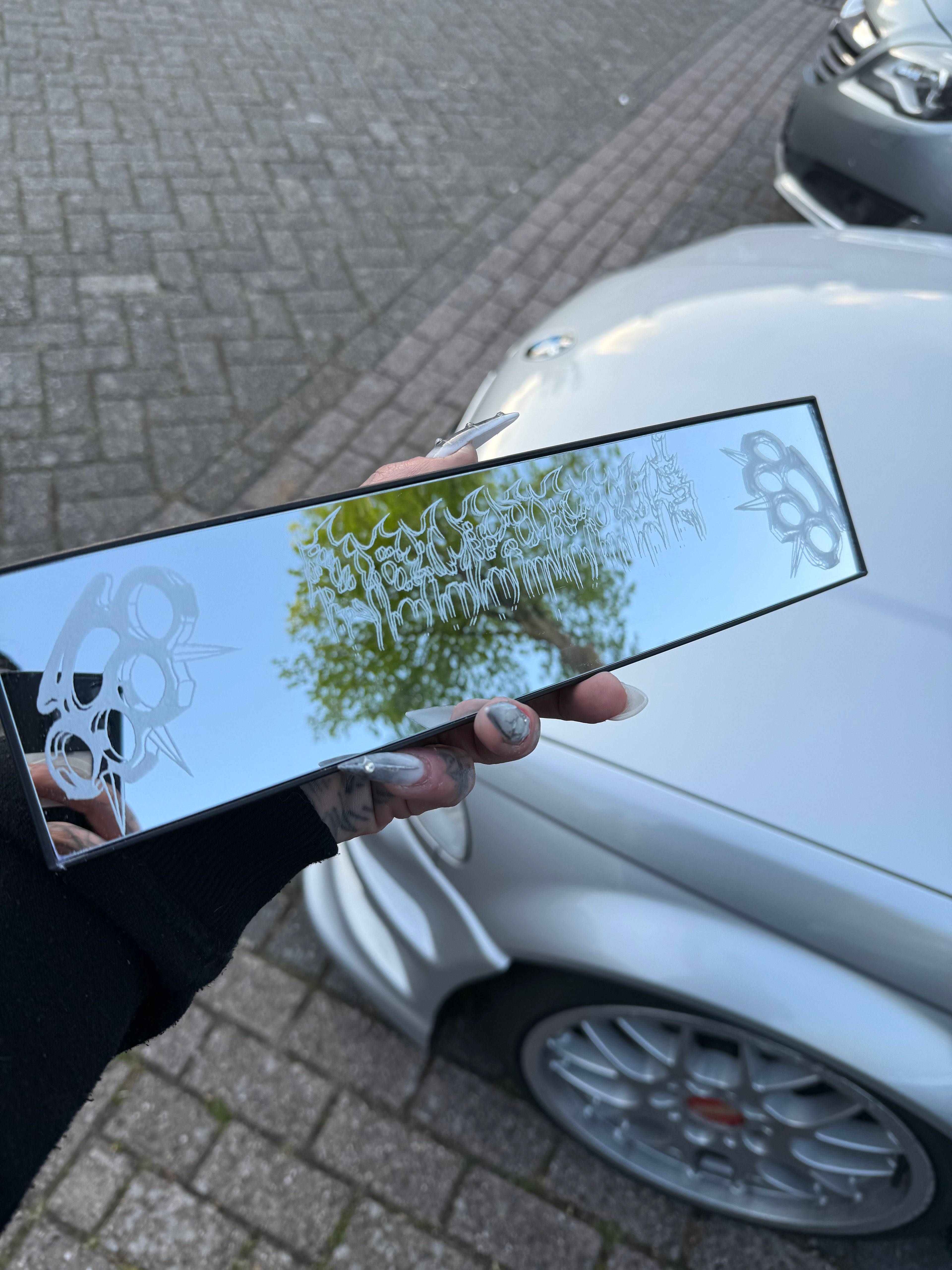 Engraved car mirrors
