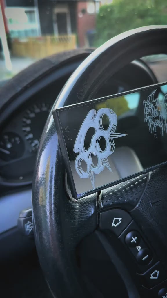 Engraved car mirrors